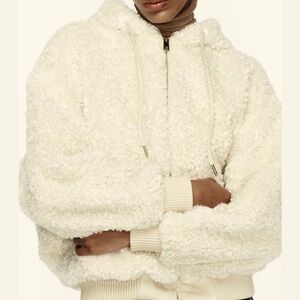 ZARA. Teddy Fleece Hooded Jacket. Front Zipper, Drawstring. Sz M. Sheerl…